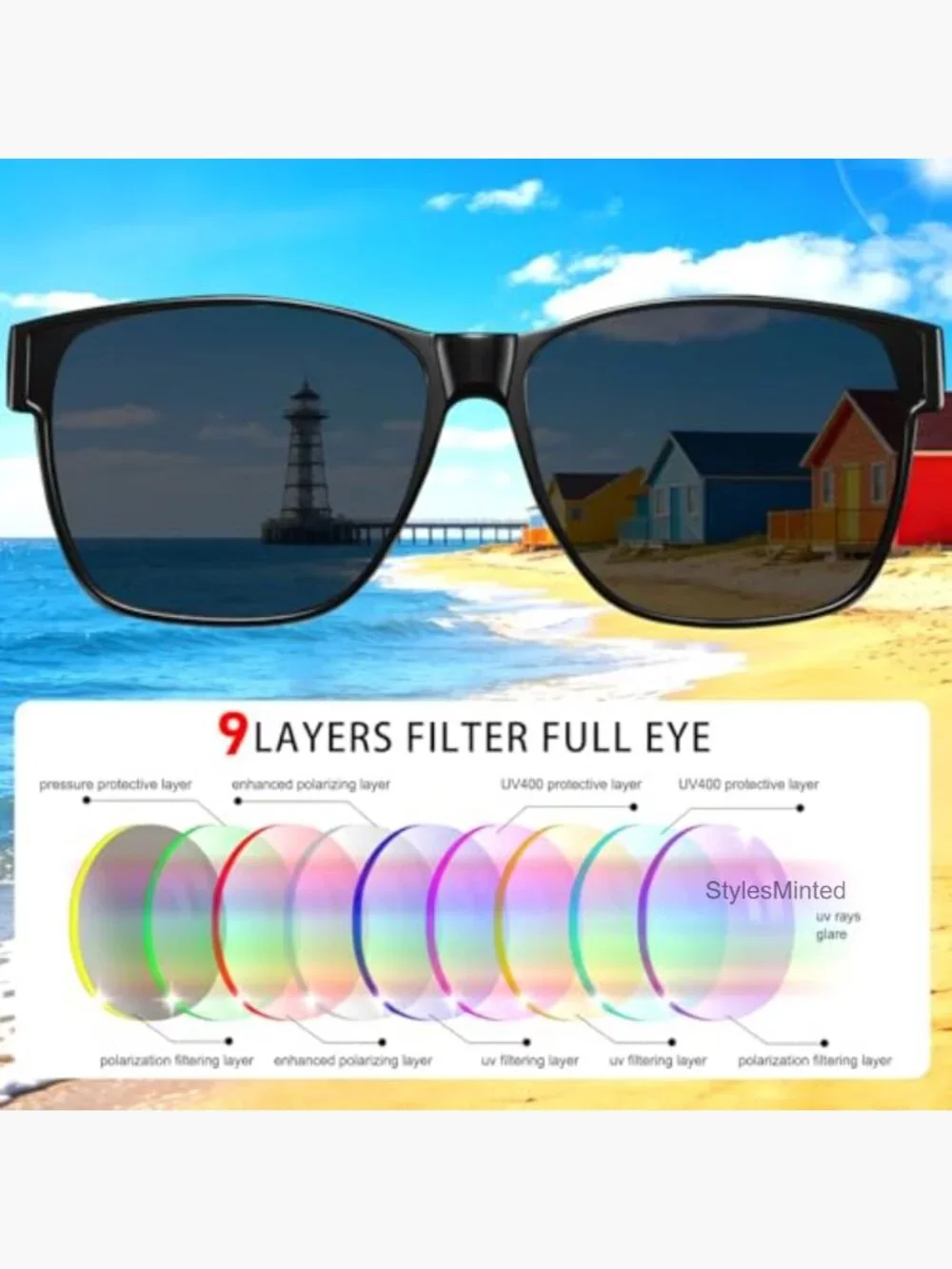 Oversized Fit Over Sunglasses Square UV400 Polarized Men